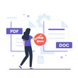 Pdf to doc convert illustration design concept. Illustration for websites, landing pages, mobile applications, posters and banners