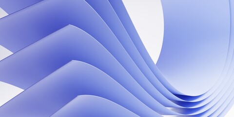 3d render, abstract modern background with folded ribbon, blue cloth macro. Fashion wallpaper with textile layers in wave shape. Paper roll edges on white backdrop, curvy sheets, minimal composition