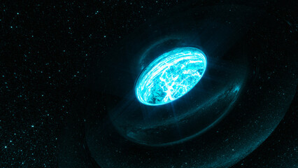 Wall Mural - a black hole portal in the middle of the universe (3d rendering)