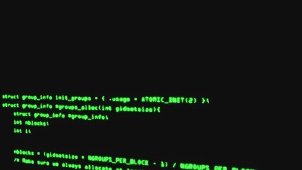 Wall Mural - programming code running over computer screen terminal, hacking concept