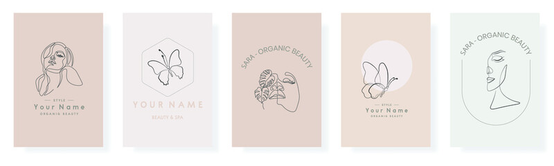 continuous line logo woman modern cosmetic beauty fashion vector illustration one line
