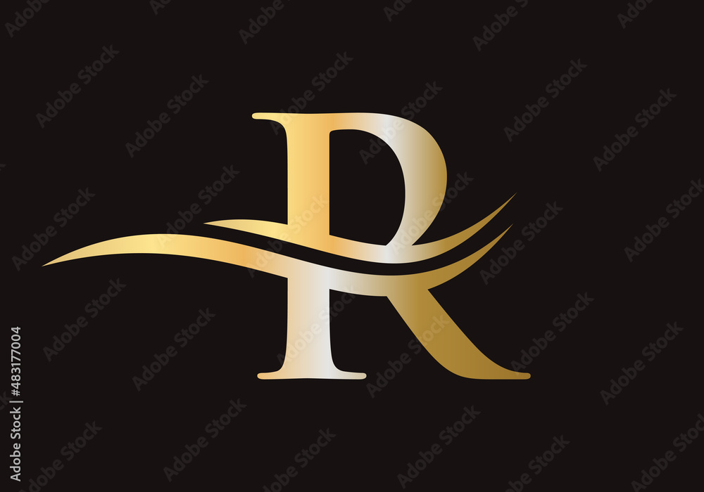 Letter R Logo Sign Design With Water Wave Concept. R Logo Design Vector ...