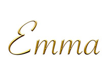 Emma - Female Name . Gold 3D Icon On White Background. Decorative Font. Template, Signature Logo.