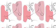 Vector Illustration. A Pattern With A Couple's Kiss. Romance, Love