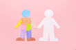 White and colorful human figures on color background. Concept of autistic disorder