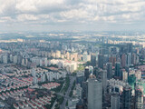 Fototapeta Nowy Jork - High angle view of Shanghai city in sunny day.