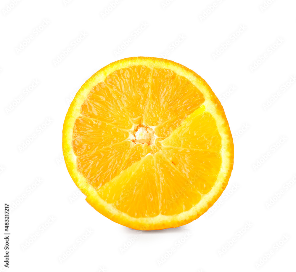 Fresh cut orange isolated on white background
