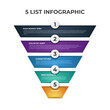 pyramid or funnel with 5 levels, list, layout template for presentation, social media post, banner, etc, infographic element vector.