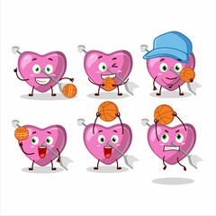 Sticker - Talented pink cupid love arrow cartoon character as a basketball athlete