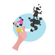 © Pukan - Cigarettes destroy the family as healthy, no smoking ,vector illustration