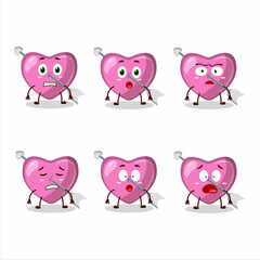 Poster - Character cartoon of pink cupid love arrow with scared expression