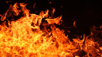 Wall Mural - Horizontal background image of a red-hot flame