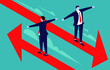 © wei wan - Isometric two businessmen walking forward in opposite arrow directions