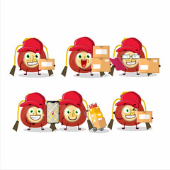 Poster - Cartoon character design of red bag chinese working as a courier