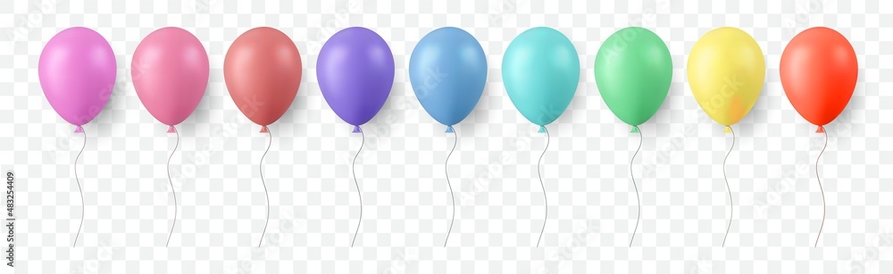 Balloon set isolated on transparent background. Stock Vector | Adobe Stock