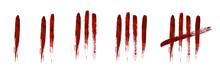 Red Bloody Tally Marks Count Or Prison Wall Sticks Lines Counter.
