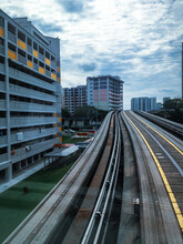 Railroad Tracks Amidst Buildings In City Against Sky