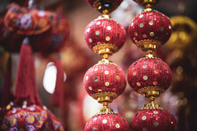 A Selective Shot Of Mini Lantern Decorations For Chinese New Year