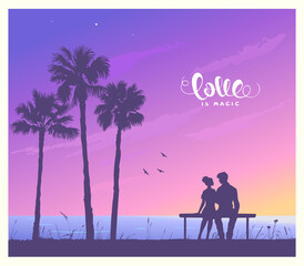 Wall Mural - lovers sunset