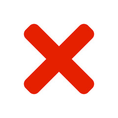 A simple red cross mark icon. Vector.