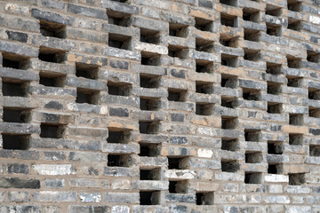 Wall Mural - Grey brick walls of old Chinese folk buildings