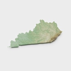 Wall Mural - Kentucky Topographic Relief Map  - 3D Render