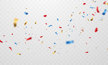 Red And Blue Confetti Celebration Background For Parties And Festivals On A Transparent Background That Can Be Isolated Vector Images.