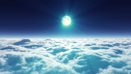 Wall Mural - dream fly in clouds and moon