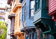 A street with colored houses in the Kusgunjuk district of Istanbul, Turkey
