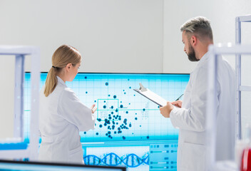 Wall Mural - professional team of scientists is working on a vaccine in a modern scientific research laboratory. 