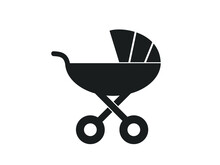 Baby Stroller Icon. Nursing Stroller Vector Icon Isolated. 