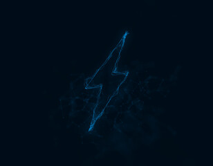 Aufkleber - Lightning bolt icon with plexus art effect. Connected lines with dots. Illustration