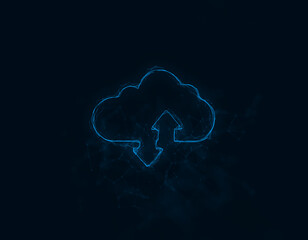 Fototapete - Cloud download and upload icon with plexus effect. Connected lines with dots. Illustration
