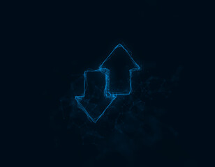 Poster - Exchange arrow transfer icon with plexus effect. Connected lines with dots. Illustration