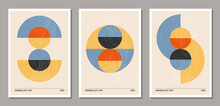 Set Of Minimal 20s Geometric Design Posters, Vector Template