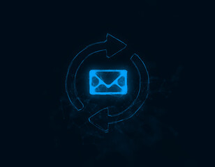 Poster - Outgoing and incoming message icon with plexus effect. Connected lines with dots. Illustration