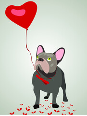 lovely illustration of dog with heart balloon vector happy valentine