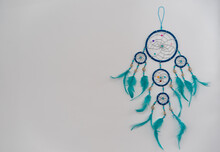 Blue Dream Catcher  Isolated Over A White Background
