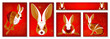 Set of banners, backgrounds with rabbits in oriental style. Good for poster, cover, greeting card for chinese new year or mid autumn festival. Vector illustration. 