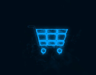Fototapete - Shopping cart icon with plexus effect. Connected lines with dots. Illustration