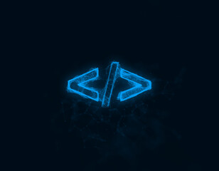 Aufkleber - Coding code html programming language icon with plexus effect. Connected lines with dots. Illustration