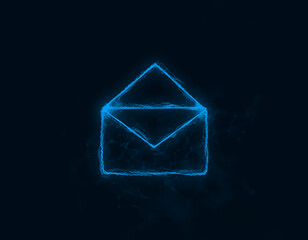 Poster - Envelope icon with plexus effect. Connected lines with dots. Illustration