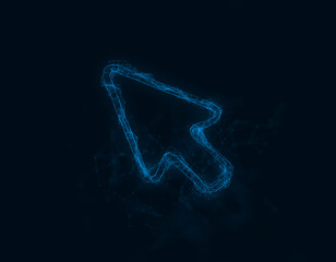 Leinwandbilder - Arrow cursor icon with plexus effect. Connected lines with dots. Illustration