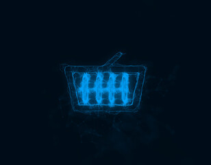 Fototapete - Shopping basket icon with plexus effect. Connected lines with dots. Illustration