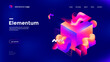 Colorful 3d geometric compositions with gradient abstract shape and cube. Innovation modern background design for cover, landing page. Vector graphic