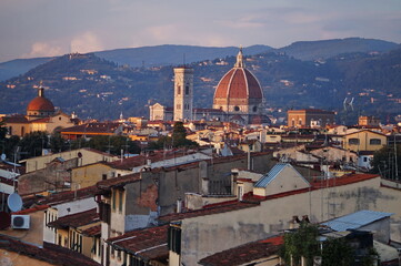 Wall Mural - View of Florence from the medieval walls at sunset, Italy