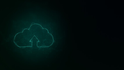 Fototapete - Cloud download icon with plexus effect. Connected lines with dots. Illustration