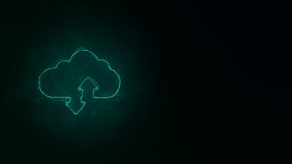 Fototapete - Cloud download and upload icon with plexus effect. Connected lines with dots. Illustration