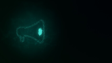 Poster - Megaphone icon with plexus effect. Connected lines with dots. Illustration