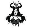 Beautiful gothic girl with pectogram sticker t-shirt design